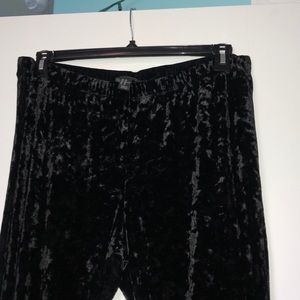 black crushed velvet palazo pants